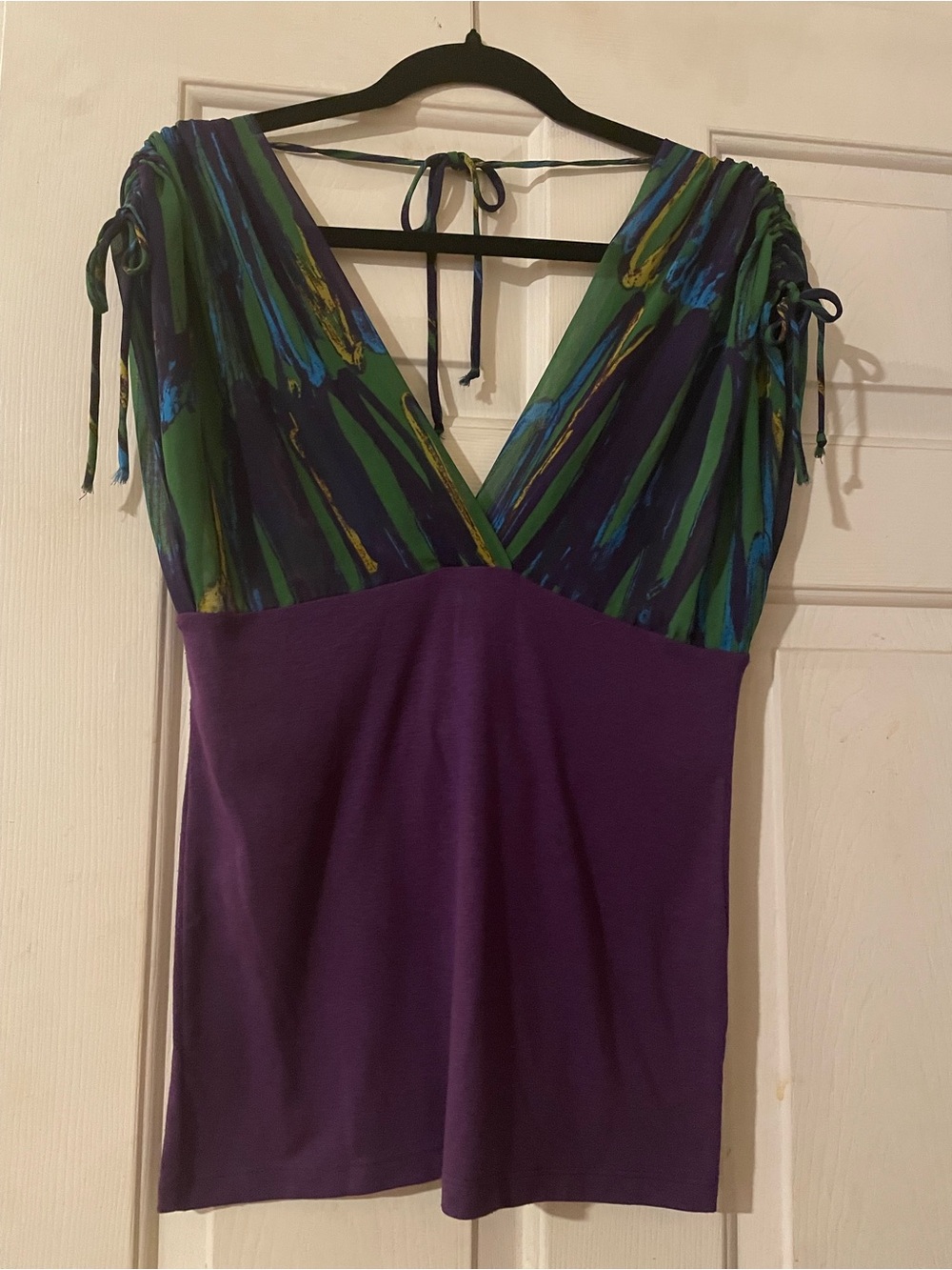 Vintage Charlotte Russe Empire Waist Abstract Top Medium Made in USA Y2K
